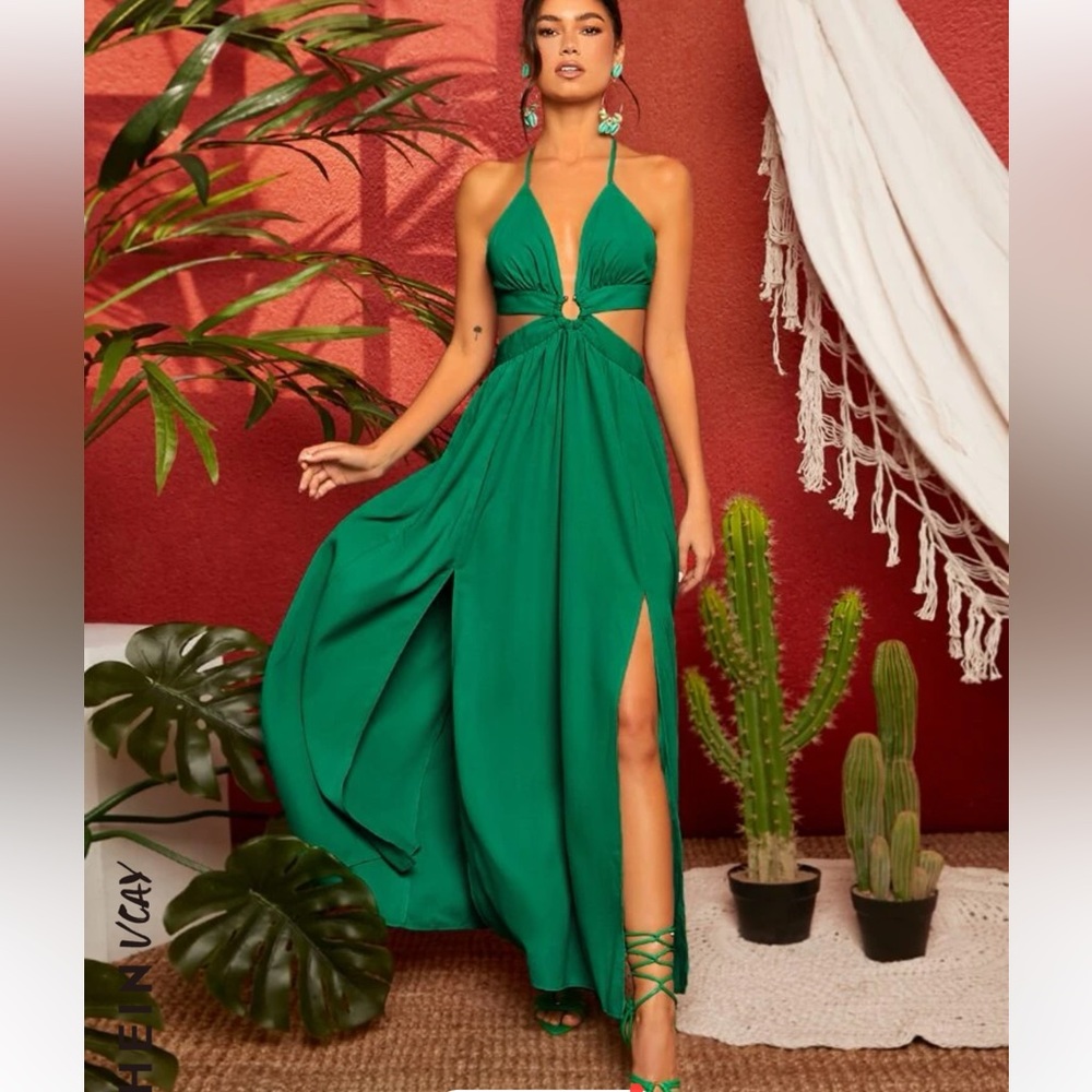 SHEIN VCAY RING LINKED CROSS TIE BACKLESS DRESS